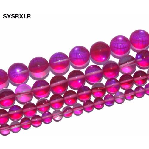 Free Shipping Red Austria Crystal Glitter Synthesis Moon Stone Beads For Jewelry Making DIY Bracelet Necklace 6 8 10 12 MM