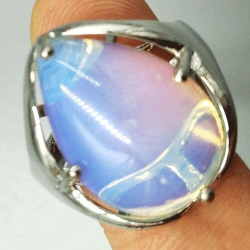Free Shipping Women Fashion Jewelry Opalite Opal Water Drop Women Men Bead Ring 6.5~12" US Adjust C5247