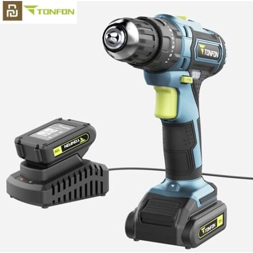 Youpin Tonfon Wireless Electric Cordless Drill Impact Power Driver 12V 2000mAh Battery 2-Speed EU Adapter For Home Work E13