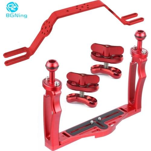 BGNing Dual Handle Aluminium Alloy Tray Stabilizer Rig for Underwater Camera Housing Case Diving Tray Mount for GoPro Action CAM
