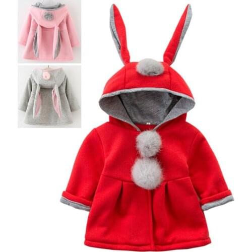 Long Rabbit Ears Baby Girl Coat Hoodie Casual Outerwear For Girl Infants Clothing Winter Spring Baby Girls Princess Coat Jacket