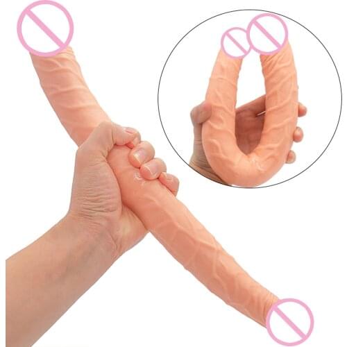 14.6 Inch Realistic Double Head Penis Super Long Dildo Adult Product Sex Toys Dual Dildos for Lesbian Masturbation Vagina Anus