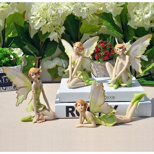 Creative Angel Figurines Home Ornament Fairy Garden Miniatures Resin Home Decor Crafts Statue Bar Office Desk Wedding Souvenirs