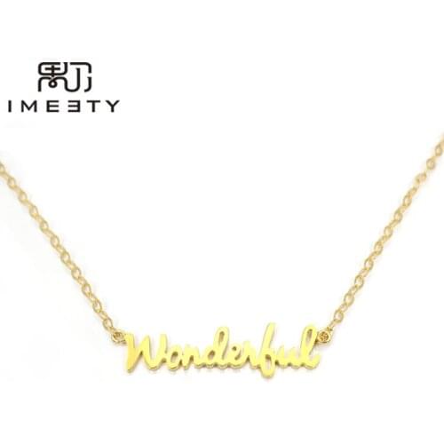 IMEETY cheap custom jewellery "Wonderful" necklace name necklace make your own personalized nekclace with name by christmas