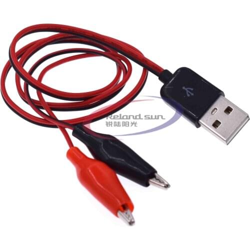 Alligator Test Clips Clamp to USB Male Connector Power Supply Adapter Wire 60cm