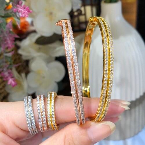 KellyBola Jewelry Charm Shining Bracelet Ring Set Micro-set Full Cubic Zirconia Fashion Womens Wedding Party Jewelry 2021