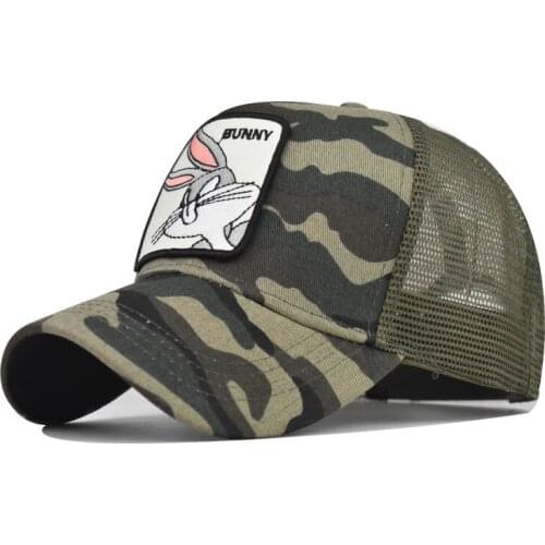 Mens Snapback Caps Summer Breathable Baseball Cap Women Cool Streetwear Rabbit Embroidery Trucker Bones Unisex Hip Hop Hats Mal