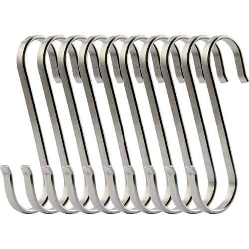 NHBR Set of 10 S Stainless Steel Suspension Hooks for Kitchen Cookware or Butcher Meat