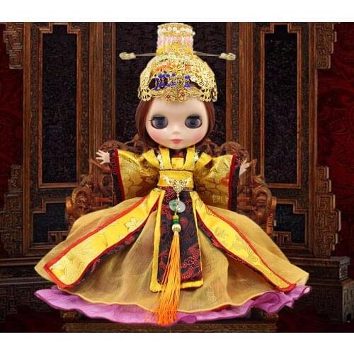 ICY DBS Blyth doll joint body bjd 1/6 Chinese queen empress crown golden outfit