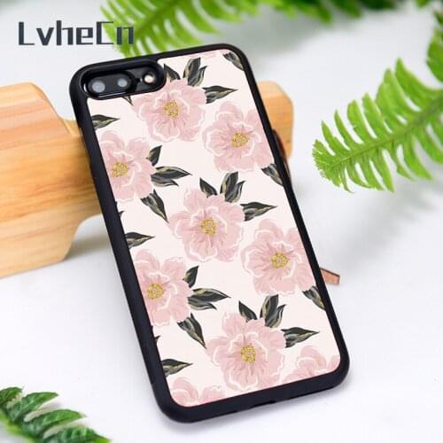 LvheCn Silicone Rubber Phone Case Cover for iPhone 6 6S 7 8 Plus X XS XR 11 12 Mini Pro Max camellia