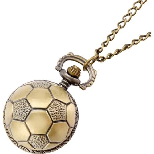 Little Cute Lovely Bronze Ball Shape Quartz Pocket Watch Alloy Necklace Pendant Chain Watch Best Jewelry Gift for Men Women Kids