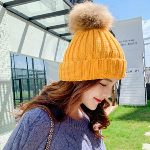 Cute Winter Mom Women Baby Kids Crochet Knitted Hat Caps Children Girl Boy Wool Fur Bobble Ball Pompom Beanies Hats
