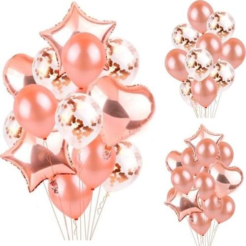 Rose Gold Party Decorations Heart Aluminum Foil Balloon Set Bachelorette Wedding Party Birthday Decor Baby Shower Decorations