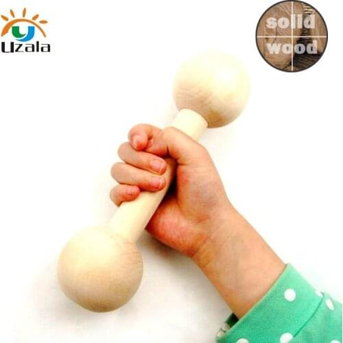 New Kids Gymnastics Dance Fitness Products, Environmental Protection Wood Primary Color Small Dumbbells