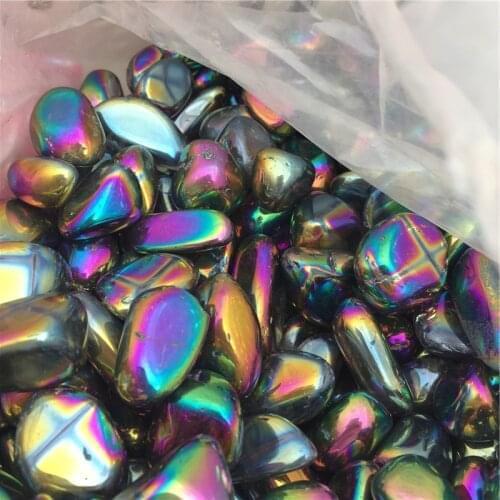 Wholesale Titanium Coated Rainbow Aura Quartz Polished Tumbled Stones