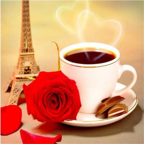 Paris tower diamond painting coffee cup flower embroidery mosaic diamond dotz rhinestone picture puzzle toy drawing wall decor