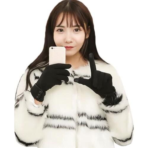 1Pair Outdoor Skiing Gloves Female Autumn Winter Solid Full Finger Warm Women Touch Screen Gloves Fashion Elegant Ladies Mittens