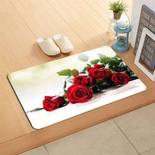 Custom Rose Door Mat Hallway Balcony Kitchen Mats Anti-slip Rug Living Room Bathroom Carpet Doormats Bath