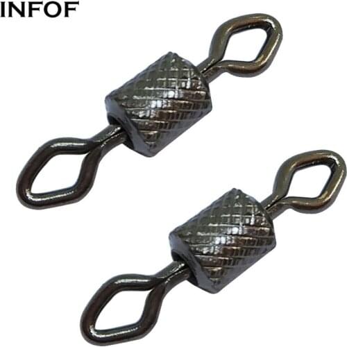 INFOF 200-pieces Fishing Swivels Rolling Swivel Hook Diamond Eye Impressed Stainless Steel Lure Hook Connector Carp Fishing Gear