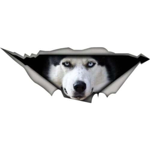 S50004# 13CM/17CM Personality PVC Decal 3D Dog Husky Animal Car Sticker on Motorcycle Laptop Decorative Accessories