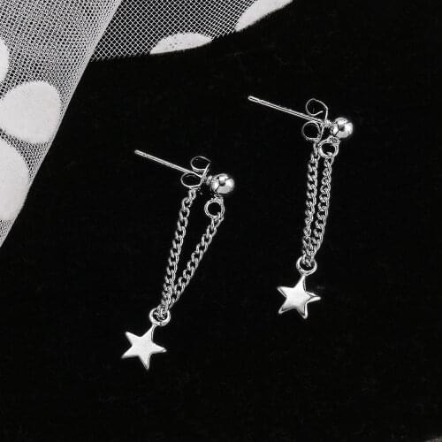 925 Sterling Silver Earrings Long Tassel Chains Ear Hooks Fashion Women Star Dangling Design Exquisite Girls Earrings Wholesale