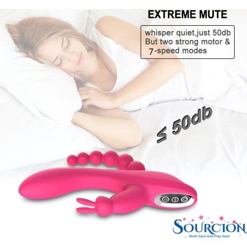 Sourcion 3 in 1 Dildo Rabbit Vibrator Waterproof USB Magnetic Rechargeable Anal Clit Vibrator Sex Toys for Women Couples Shop