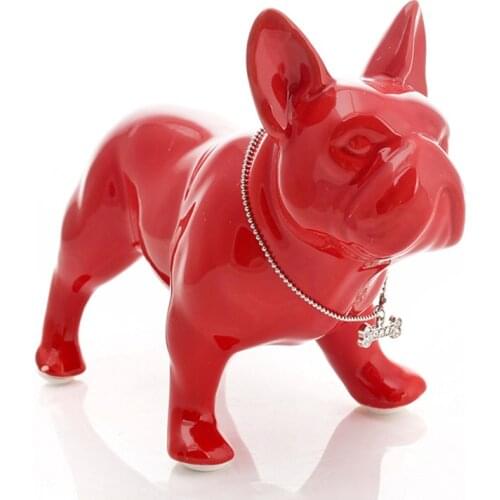FRENCH BULLDOG STATUE DOG ART SCULPTURE CERAMIC CRAFTS HOME DECORATION OBJECTS ORNAMENT PORCELAIN ANIMAL FIGURINE DECOR R4198