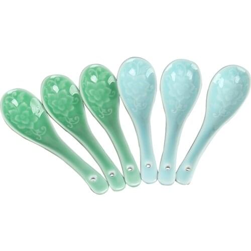 4PCS Soup Spoon Extra Fine Porcelain Dinnerware Microwave and Dishwasher Safe Decor Penoy Use for Home Kitchen and Restaurant