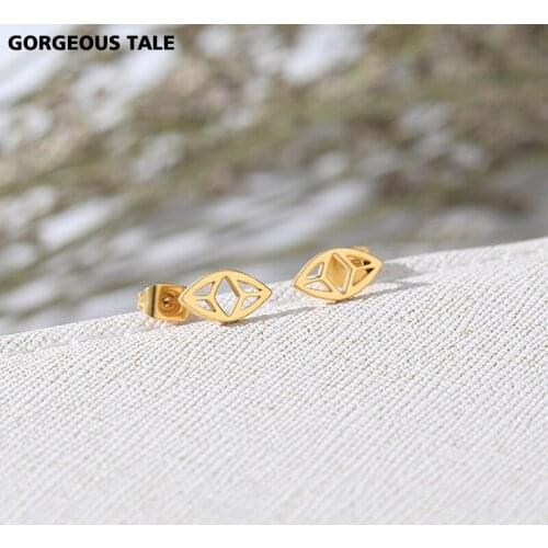 Unique Style Stainless Steel Irregular Geometry Stud Earrings For Women Gold Color Dainty Party Punk Style Jewelry Christmas Gif