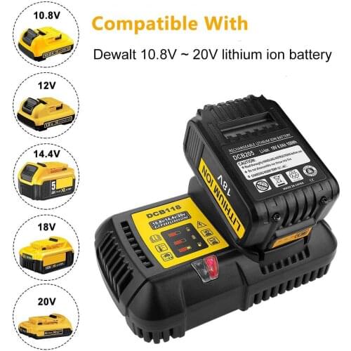 4.5A DCB118 battery charger for Dewalt Battery 10.8V 12V 14.4V 18V 20V DCB200 DCB101 DCB115 DCB107 DCB105 DCB140 &DCB112