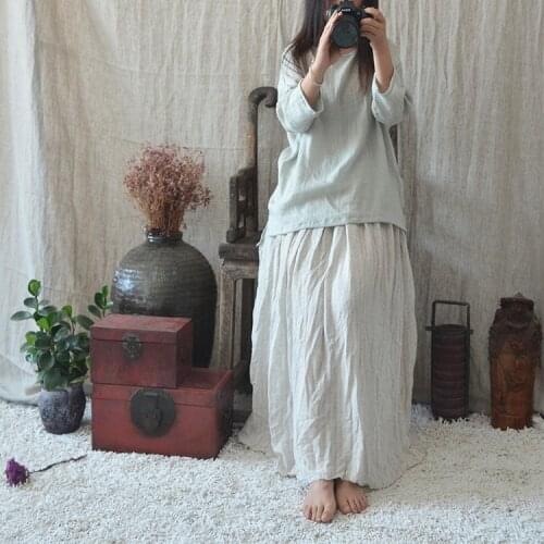 Women Loose Bat Sleeve Solid Color T-shirt Tops Female 2020 Summer Cotton Linen Tees Shirt Female Tee Shirt