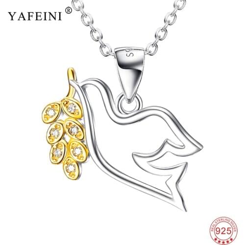 Genuine 925 Sterling Silver Flying Bird Peace Dove Bird Pendant Necklace For Women 18 Inches Chain