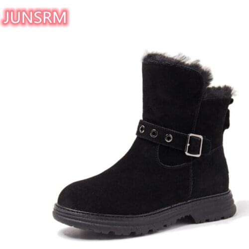 2021 Winter New Snow Boots Womens Short Tube Thick Bottom Wool Martin Short Boots Plush Casual Cotton Shoes