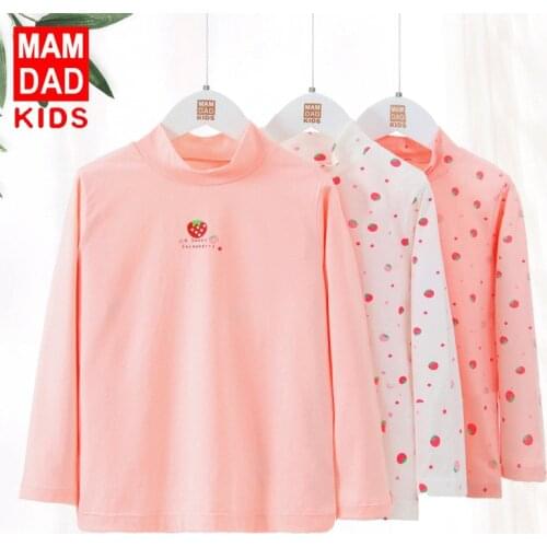 Winter New Kids Cotton Tshirt Casual Cute Turtleneck Bottoming Shirt for Big Girls 3-9 Years Childrens Soft Warm Tshirt Tops