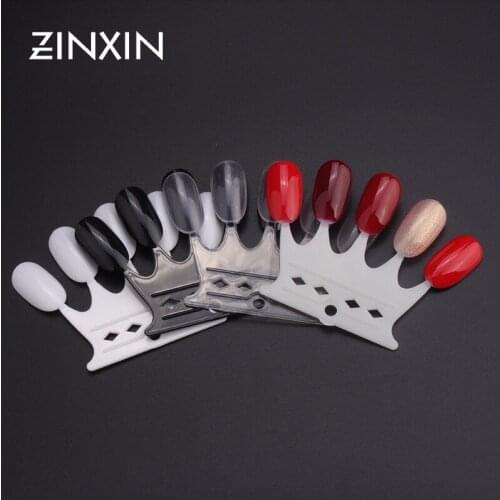 ZINIXN 10Pcs False Nail Tips Color Card Crown Shaped Practice Display Tools Acrylic Board DIY Manicure Nature Fake Nails Art Too