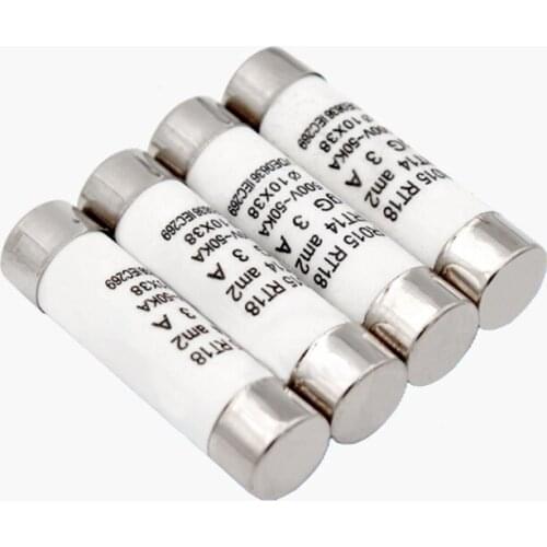 20PCS/Lot RO15 Ceramic Fuse 10*38 Fuse RT18 RT14 500V AC Low Voltage Insurance Pipe Copper Core 1A 2A 3A 5A 6A 10A 16A 20A 32A