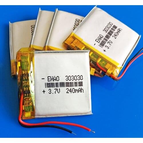 5 pcs 3.7V 240mAh 303030 li-po polymer lithium rechargeable battery for MP3 MP4 GPS DVD bluetooth recorder headset e-book camera