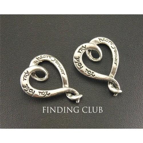 5pcs Silver Color you hold my heart forever Charm DIY Jewelry Findings Accessories 22x28mm A1324