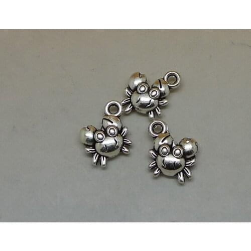 ALY 100Pcs/lot Vintage Silver Crab Charms 12x13mm Ocean Animal Pendant DIY Jewelry Accessories for Bracelets