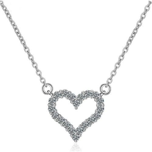 Hollow Out Heart Pendant Necklace Sweet Womens Wedding Party Clavicle Chain Charming Lady Crystal Jewelry