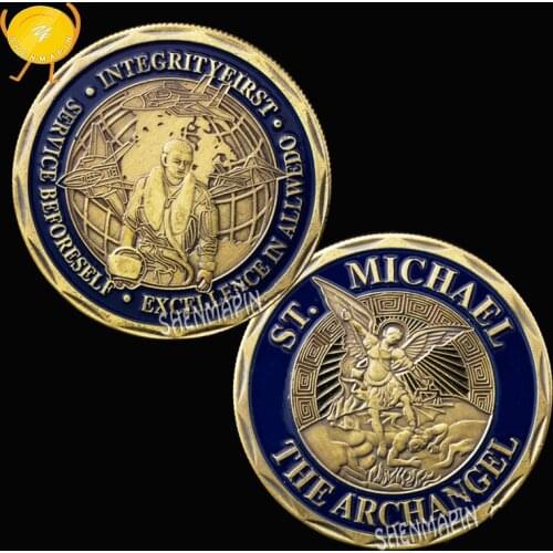 US Air Force Fighter Pilot Commemorative Coin The Archangel ST Michael Challenge Coin Aviation Honor Medal Coins Collectibles