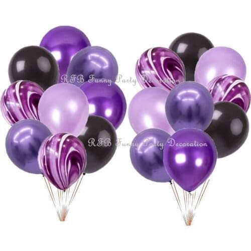 Black and Purple Balloons Marble Balloons for Mermaid Birthday Halloween Wedding Engagement Cocktail Party Supplies