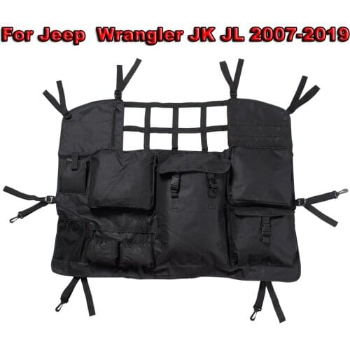 Multi-Pockets Car Trunk Storage Bag Pet Dog Barrier Black Car Trunk Organizer Cargo Tool Container For JK JL 4-Door 2007-2019