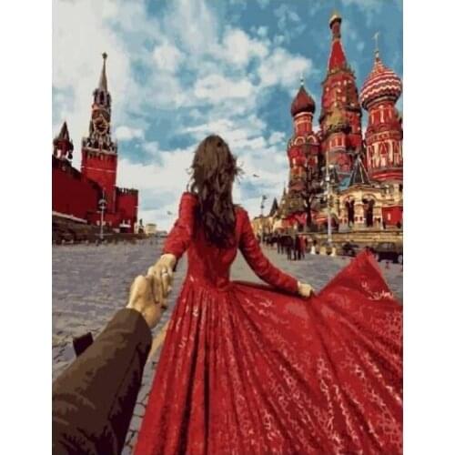 Cioioil-T1321 followe me to Red Square Painting By Number Wall Art Picture Paint By Number Canvas Painting Artwork