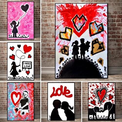 Graffiti Street Art Large Size Banksy Art Canvas Painting Posters and Prints DR. Love Wall Picture for Modern Home Room Decor