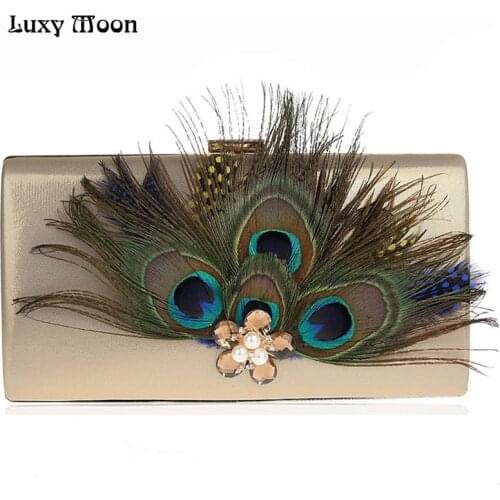 Peacock Feather Clutch Bag Luxury Pearl Evening Bags Fashion Wallet Diamond Party Purse Wedding Bridal Handbags ZD631