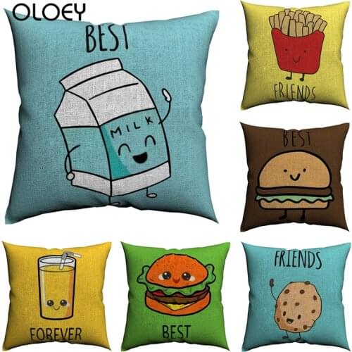 Best Friend Food Images Linen Soft and Comfortable Pillowcase Size 45cmx45cm Home Bedroom Office Hotel Car Decoration Pillowcase