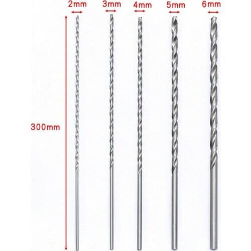5Pcs 300mm 2/3/4/5/6mm High Speed Steel Extra Long Drill Bit Set Metal Multi Tools Power Tool Accessory