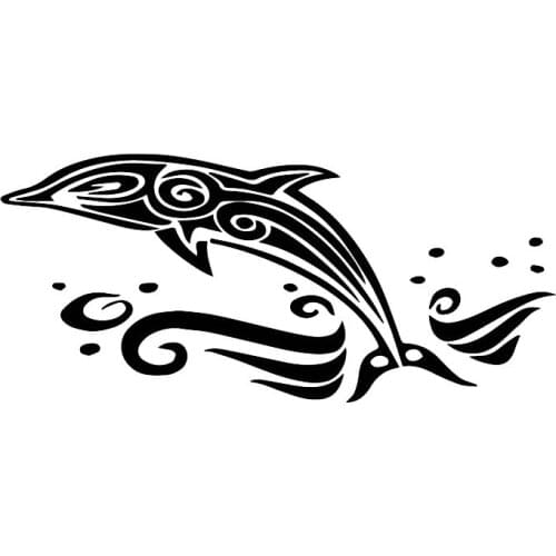 Car Stickers Beautiful Body Personality Dress Up Dolphin PVC Car Decoration Accessories Decals Creative Black/white,15cm*13cm