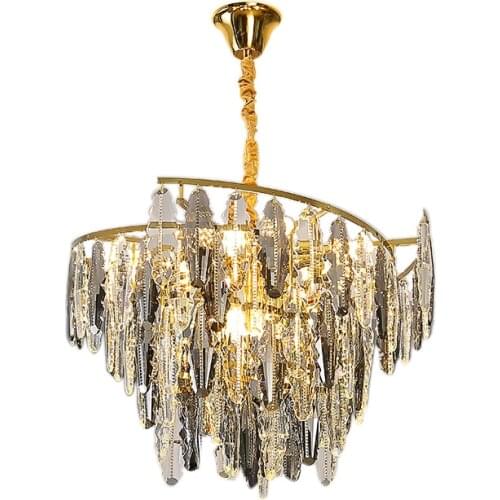 2021 New Modern Creative Chandelier K9 Smoky Gray Crystal Lighting Living Room Bedroom Decoration Suspension Chandelier